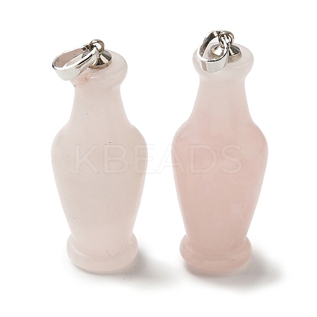 Natural Rose Quartz 3D Pendants G-K385-10P-02-1