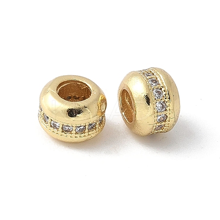 Brass Micro Pave Clear Cubic Zirconia Beads KK-D324-02G-1