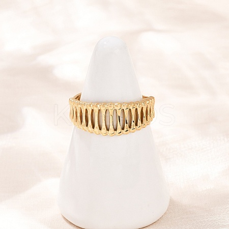 304 Stainless Steel Cuff Open Rings for Women LS-RJEW-H255-01G-09-1