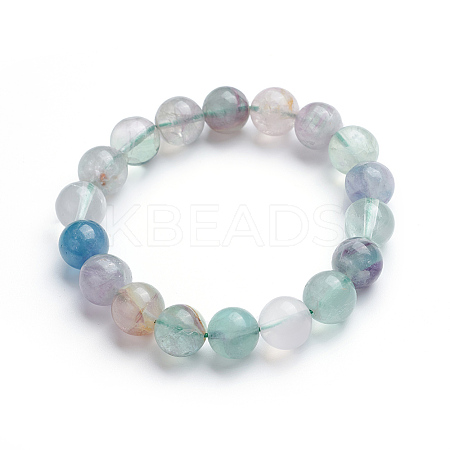 Natural Fluorite Stretch Bracelets BJEW-E373-10mm-10-01-1