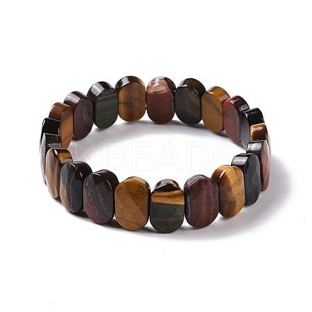 Natural Tiger Eye Oval Beaded Stretch Bracelet G-E010-01G-1