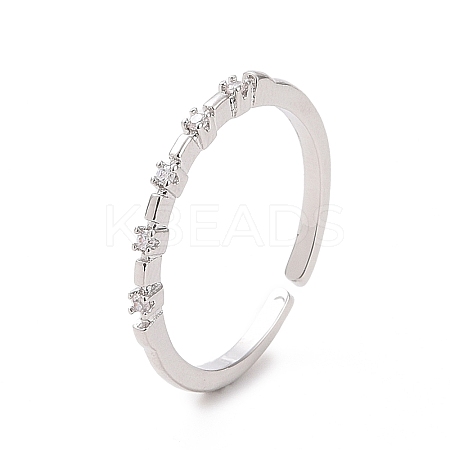 Clear Cubic Zirconia Thin Open Cuff Ring RJEW-H127-36P-1
