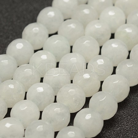 Faceted Natural White Jade Beads Strands X-G-F448-10mm-1