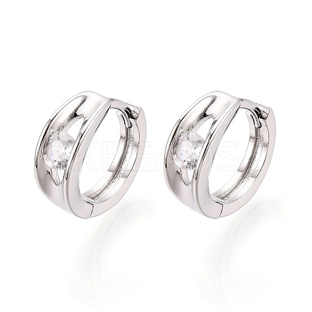 Brass Micro Pave Clear Cubic Zirconia Hoop Earrings EJEW-T048-46P-1