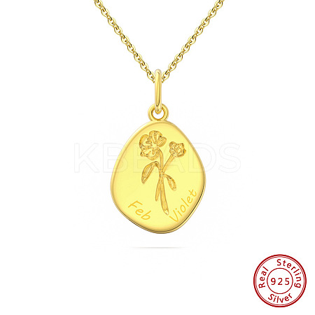 Birth Flower Style 925 Sterling Silver Pendant Necklaces STER-M116-05E-G-1