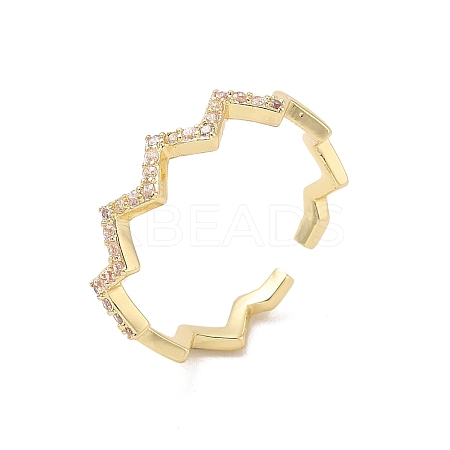 Brass Micro Pave Cubic Zirconia Open Cuff Rings RJEW-R146-02G-1