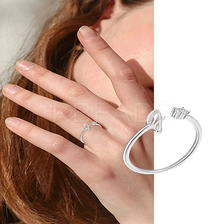 1Pc Letter Brass Rhinestone Open Cuff Rings for Women AJEW-LP0004-47I-S-1