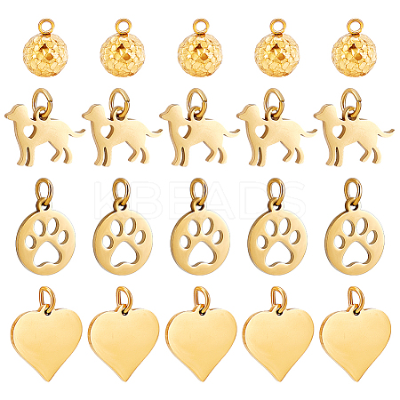 20Pcs 4 Styles 304 Stainless Steel Pendants STAS-PH0006-62-1