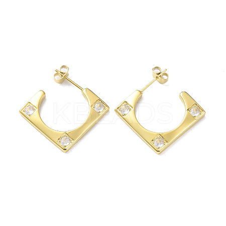 Cubic Zirconia Rectangle Stud Earrings EJEW-A097-01G-02-1