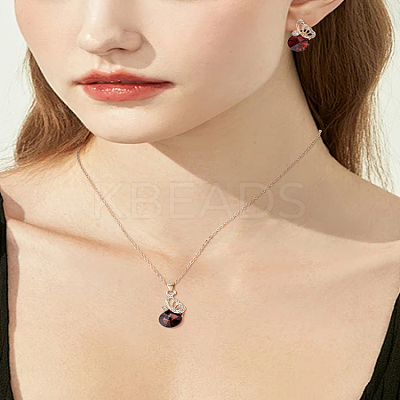 Alloy Pave Cubic Zirconia Pendant Necklace & Stud Earring Sets SJEW-LP0001-54-1