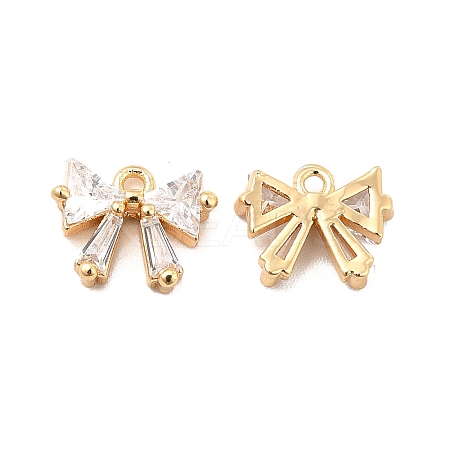Brass Clear Cubic Zirconia Charms ZIRC-P104-03G-1