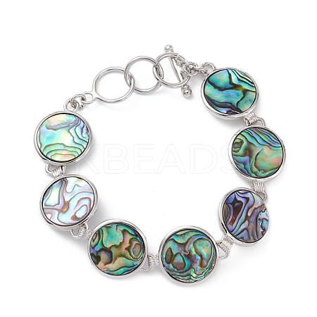 Abalone Shell/Paua ShellBeaded Bracelets BJEW-L613-16B-1