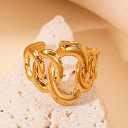 201 Stainless Steel Oval Link Chain Cuff Rings FS-WG16057-15-1
