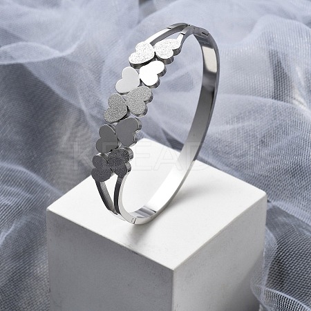 304 Stainless Steel Hinged Bangles for Women BJEW-A011-19P-1