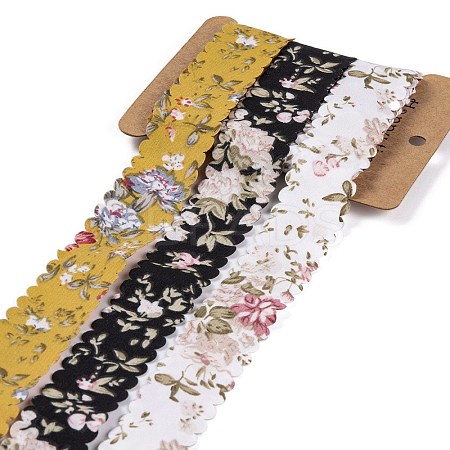 6 Yards 3 Colors Polyester Flower Printed Ribbon OCOR-A008-03A-1