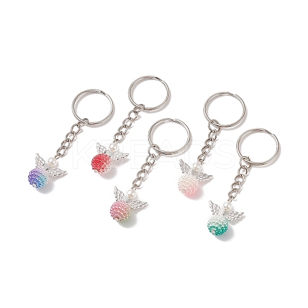 Imitation Pearl Acrylic Keychains AC-CJC990-P-1