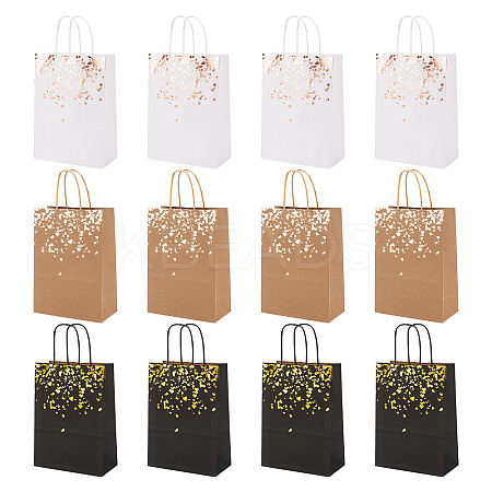 12Pcs 3 Colors Gold Stamping Paper Gift Bags CARB-TA0001-02-1