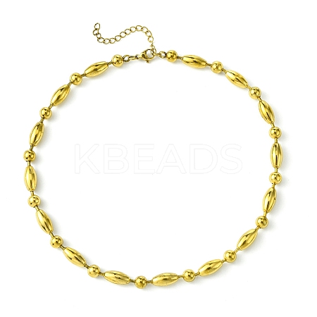 Ion Plating(IP) 304 Stainless Steel Bead Necklaces NJEW-C053-02G-1