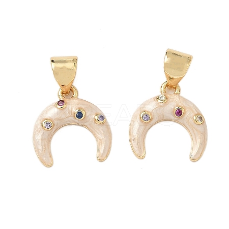 Brass Micro Pave Colorful Cubic Zirconia Enamel Charms KK-G536-21G-1