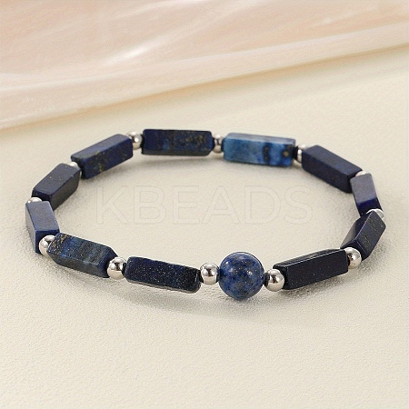 Natural Lapis Lazuli Beaded Stretch Bracelets for Men Women WGE4A78-02-1