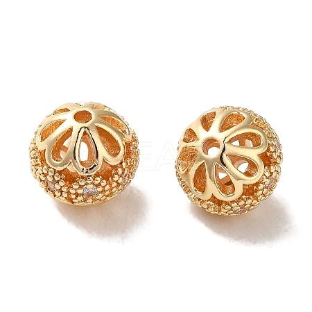 Rack Plating Brass Pave Cubic Zirconia Beads KK-M285-32A-KCG-1