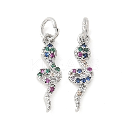 Brass Micro Pave Cubic Zirconia Charms KK-U056-35P-1