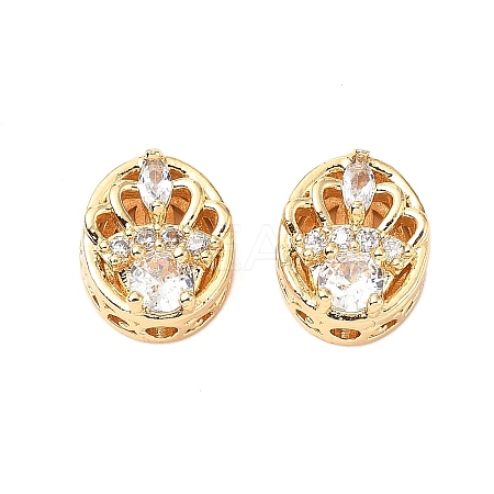 Brass Micro Pave Cubic Zirconia Beads KK-A259-08G-1