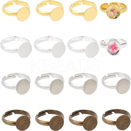 64Pcs 4 Colors Adjustable Brass Pad Ring Base Findings KK-FH0004-57-1