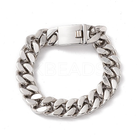 Non-Tarnish 304 Stainless Steel Curb Chains Bracelet for Women BJEW-E107-10P-1