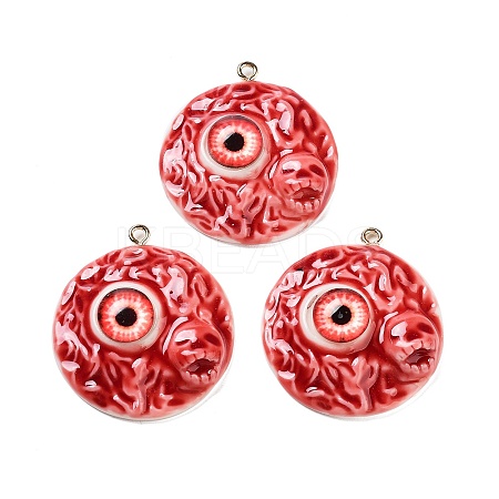 Eyeball Theme Opaque Resin Enamel Pendants RESI-D076-02C-1