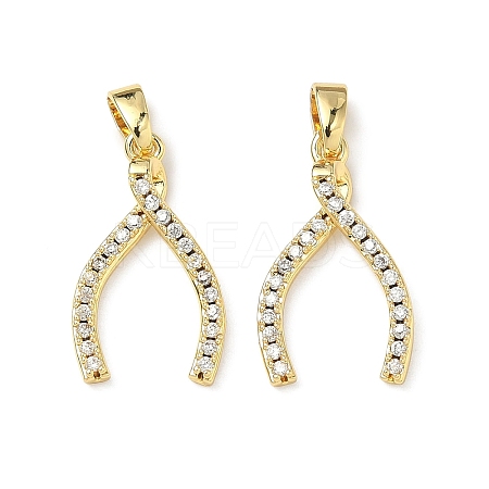 Brass Micro Pave Clear Cubic Zirconia Pendants KK-H254-13G-1