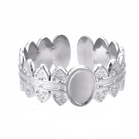 Non-Tarnish 304 Stainless Steel Oval Wrap Open Cuff Ring RJEW-T023-14P-1