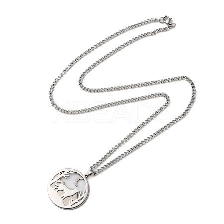 Non-Tarnish 304 Stainless Steel Double Layer Pendant Necklaces NJEW-D047-04P-1