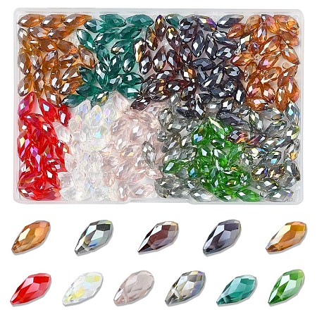 220Pcs 11 Colors Electroplate Glass Faceted Teardrop Beads Strands EGLA-YW0001-76-1