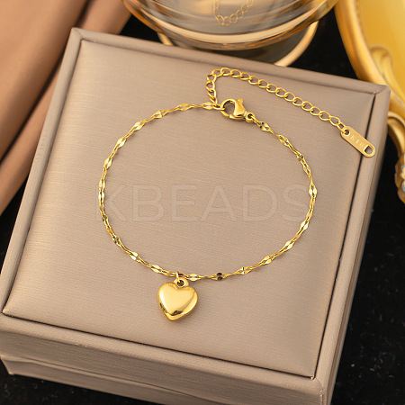 304 Stainless Steel Charm Chain Bracelets BJEW-C084-04G-1
