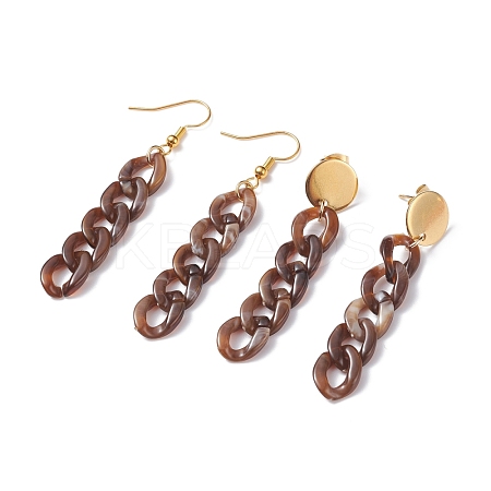 Chunky Acrylic Curb Chain Long Drop Earrings EJEW-JE04772-04-1