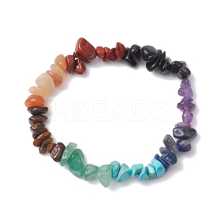 Chakra Natural Obsidian & Amethyst & Lapis Lazuli & Green Aventurine & Tiger Eye & Red Aventurine & Red Jasper BJEW-JB10777-01-1