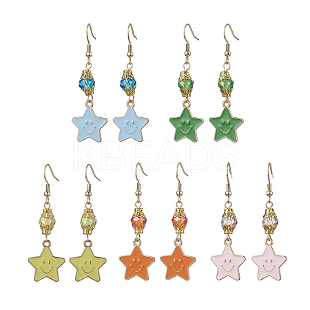 304 Stainless Steel Glass Dangle Earrings EJEW-JE05848-1