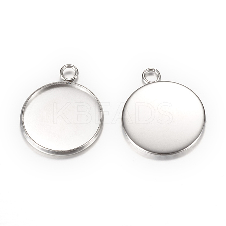 Tarnish Resistant 304 Stainless Steel Pendant Cabochon Settings LS-STAS-T004-06-1