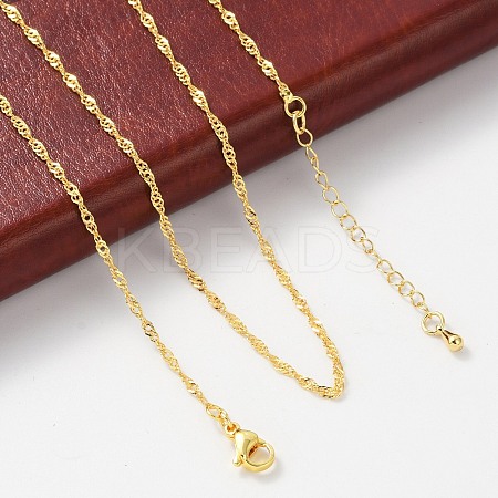 Brass Singapore Chains Necklaces for Women NJEW-D302-34G-1