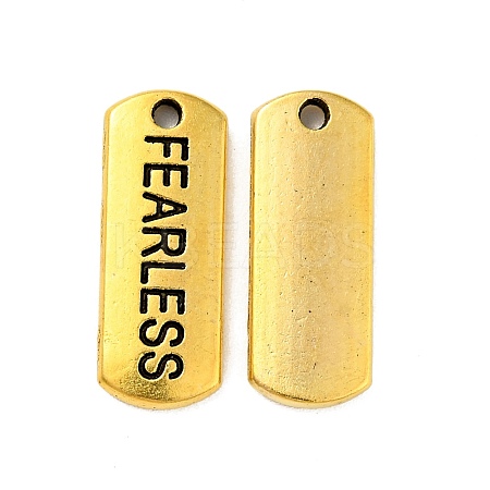 Tibetan Style Alloy Rectangle with Word Fearless Pendants TIBEP-Q043-064AG-RS-1