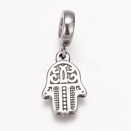 Tarnish Resistant 304 Stainless Steel European Dangle Charms OPDL-K001-05AS-1