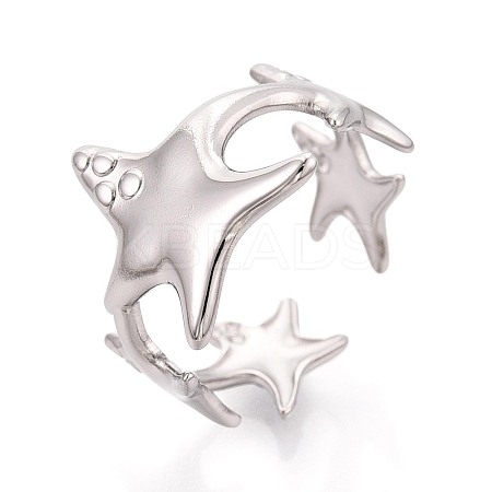 304 Stainless Steel Cuff Rings for Women RJEW-N052-09P-1