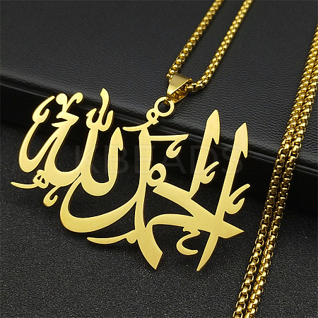 201 Stainless Steel Pendant Necklaces NJEW-C066-14G-1