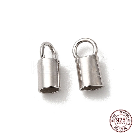 Anti-Tarnish Rhodium Plated 925 Sterling Silver Cord Ends STER-P055-01C-P-1