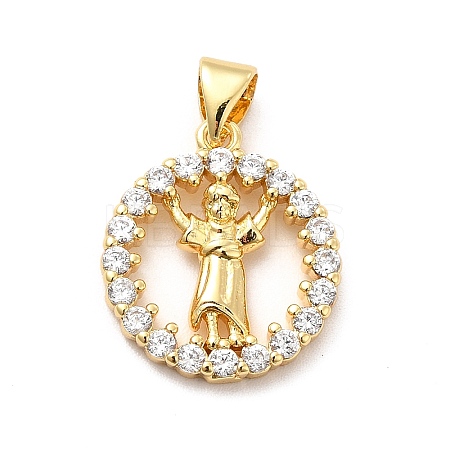Rack Plating Brass Micro Pave Cubic Zirconia Pendants KK-K270-31G-1