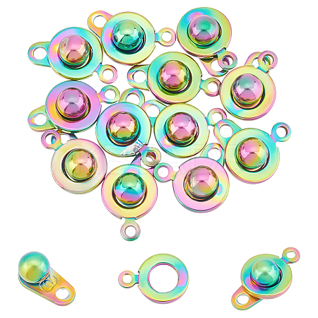 12Pcs 201 Stainless Steel Snap Clasps STAS-UN0053-71-1