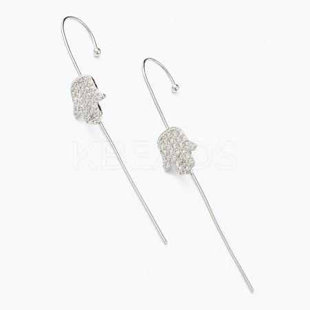 Brass Micro Pave Clear Cubic Zirconia Ear Wrap Crawler Hook Earrings EJEW-J101-15P-1