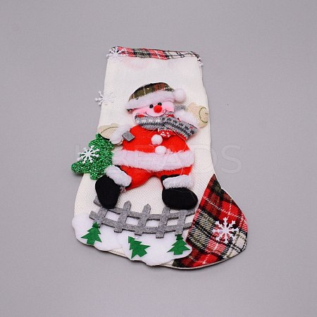 Santa Claus Cloth Hanging Christmas Stocking HJEW-SZC0004-18-1