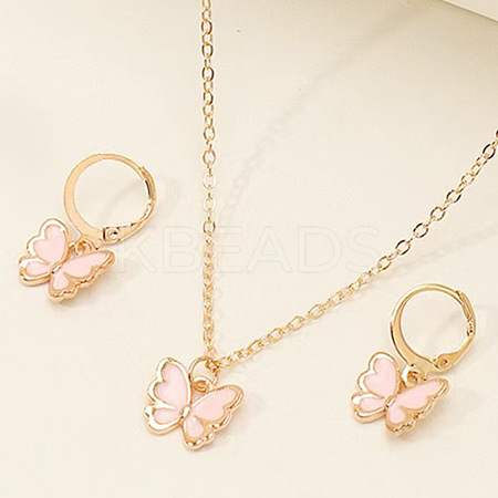 Butterfly Alloy Enamel Pendant Necklace & Earring Sets for Children FS-WGE37FF-09-1